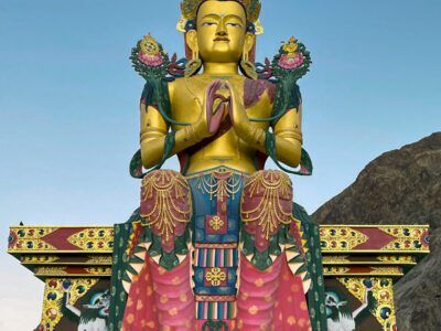 Maitreya Buddha statue overlooking Nubra valley